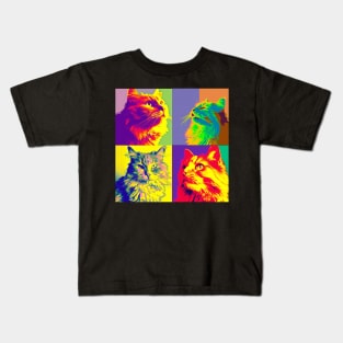 Domestic Long Hair Pop Art - Cat Lover Gift Kids T-Shirt